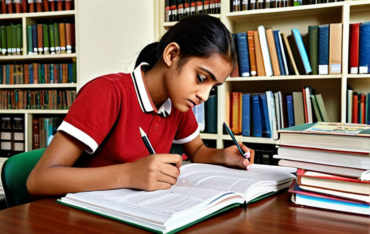 **A student studying diligently, surrounded by textbooks (NCERT), past papers, and a structured study plan with a visible timetable and small goals. Focus on creating a visually appealing and inspiring study environment.**