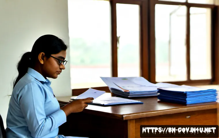 공무원 직렬별 연봉 및 복지 분석 - Photorealistic Bangladesh government office scene, a Bengali civil service employee in modest profes...