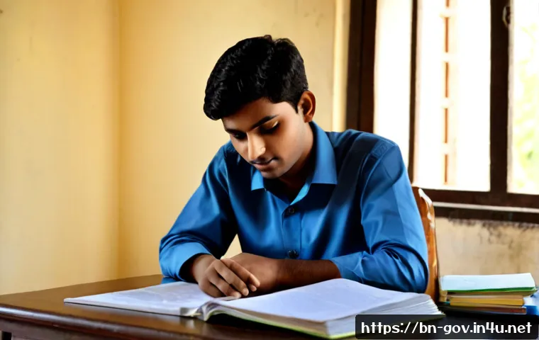 공무원 시험에서 좋은 성적 받는 비법 - Photorealistic focused young Bengali civil service exam candidate studying at a clean wooden desk, n...