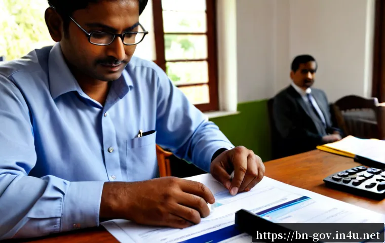 공무원 연금 시스템 이해하기 - Photorealistic scene of a Bangladeshi civil servant in modest professional attire reviewing retireme...